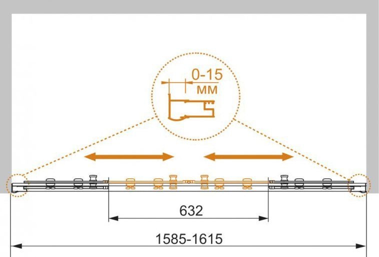 Душевая дверь в нишу Cezares Pratico BF2 160 P Cr PRATICO-BF-2-160-P-Cr - 5