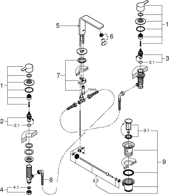 Смеситель Grohe Lineare New 20304001 для раковины - 2