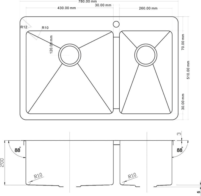 Мойка кухонная Zorg Inox PVD 78-2-51 L grafit PVD 78-2-51-L GRAFIT - 1