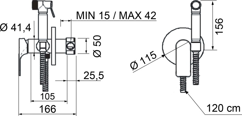 Гигиенический душ Remer Infinity I65 со смесителем, С ВНУТРЕННЕЙ ЧАСТЬЮ - 1