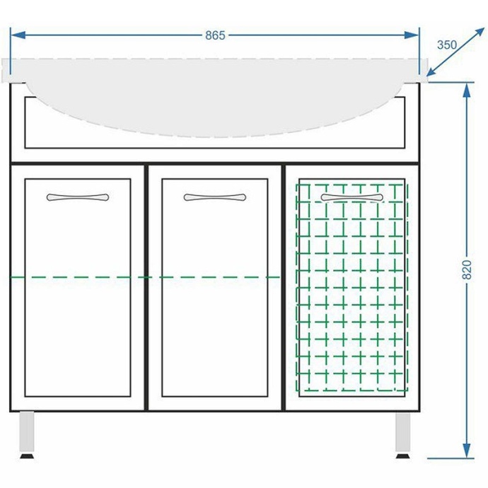 Тумба под раковину Stella Polar Концепт Эльбрус 90 с бельевой корзиной белый SP-00000134 - 4