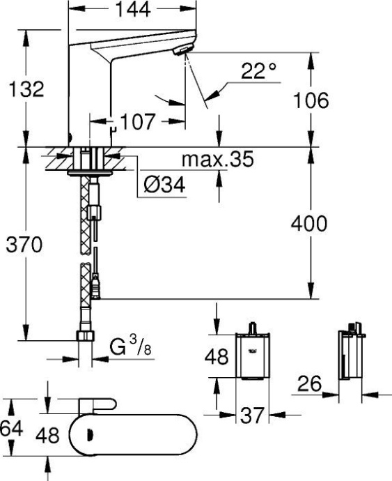 Смеситель Grohe Eurosmart Cosmopolitan E 36327001 для раковины - 3