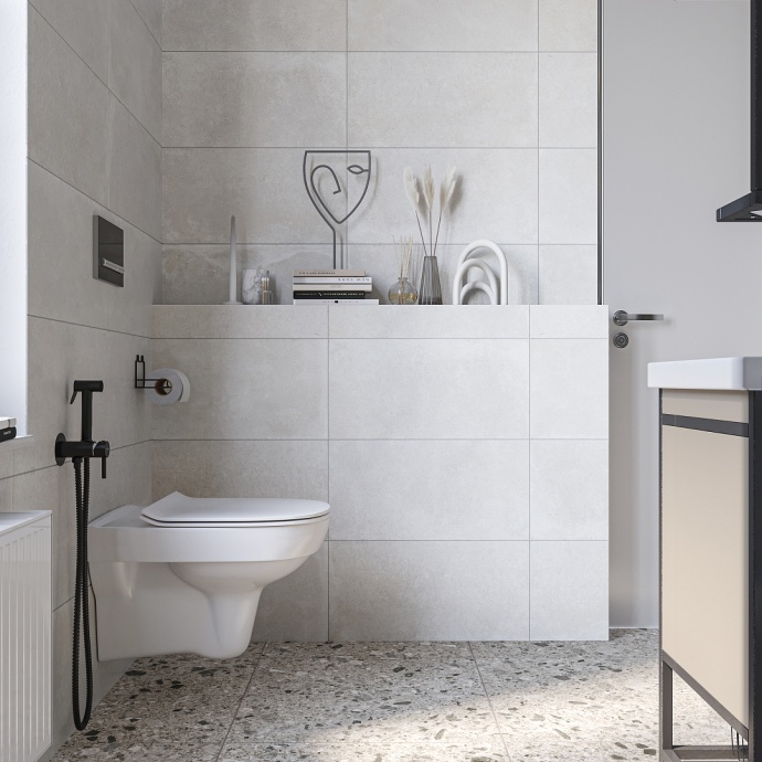 Гигиенический душ STWORKI by Damixa Хельсинки HFHS52030 со смесителем, С ВНУТРЕННЕЙ ЧАСТЬЮ, черный, встраиваемый, настенный, матовый - 6