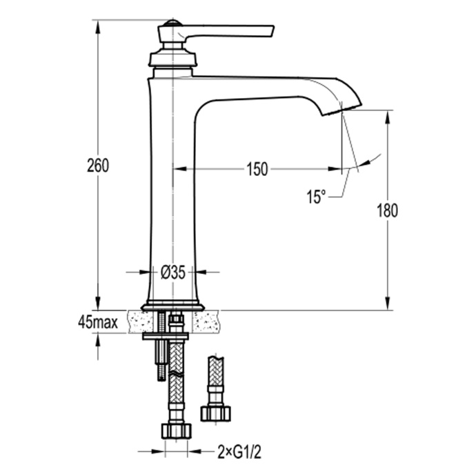 Swedbe Terracotta Art Высокий смеситель для раковины, 2501 - 1
