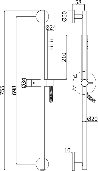 Душевой гарнитур Paffoni Life ZSAL135CRAG - 1