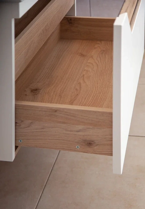 Тумба под раковину Бриклаер Брайтон 70 белая матовая/дуб кера  4627125415807 - 3