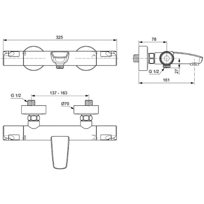 Смеситель для ванны Ideal Standard Ceratherm с термостатом хром A7223AA - 1