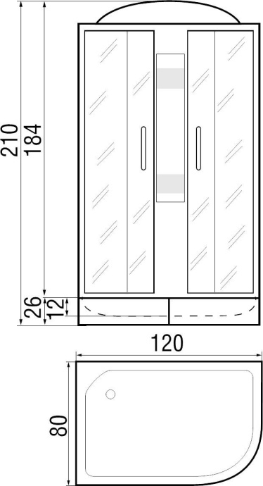 Душевая кабина с поддоном River Nara 120/80/24 MT L  10000002820 - 3
