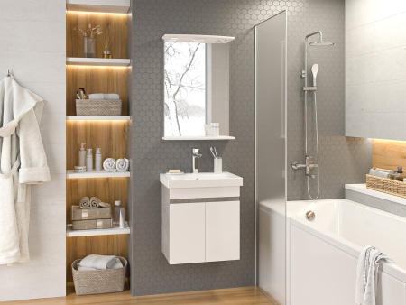 Тумба под раковину Misty Ронда 50 белая глянцевая П-Рон-01050-0521 - 2