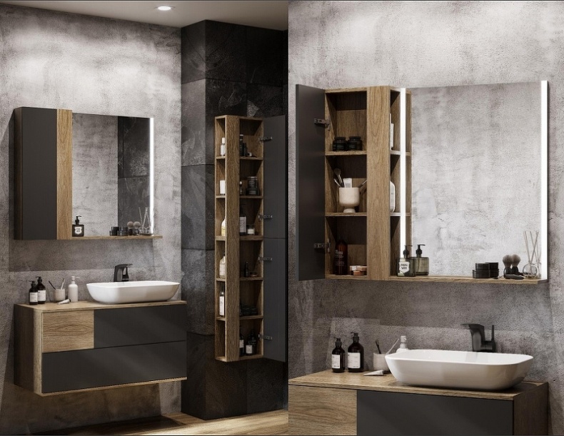 Тумба под раковину Aquaton Терра 105 светлое дерево-серый 1A246901TEKA0 - 14