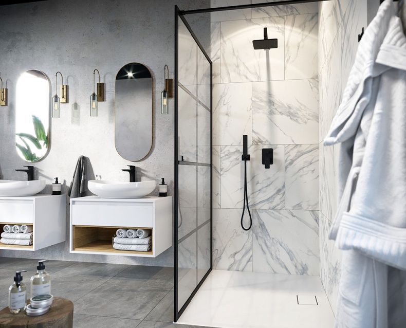 Душевая перегородка Excellent Fabrika 100 черная матовая KAEX.4006.1000.LP - 1