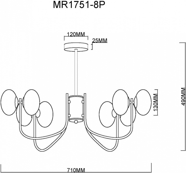 Люстра на штанге MyFar Scott MR1751-8P - 2