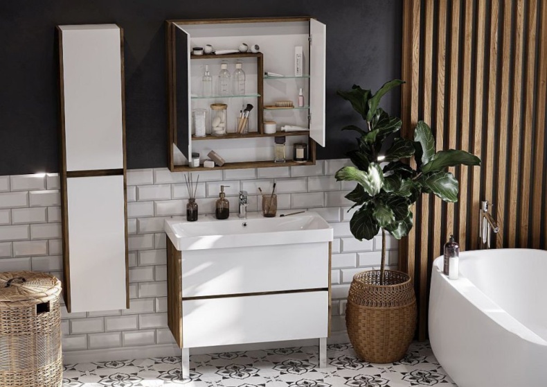 Шкаф подвесной Aquaton Сканди 35 белый- светлое дерево 1A255003SDZ90 - 2