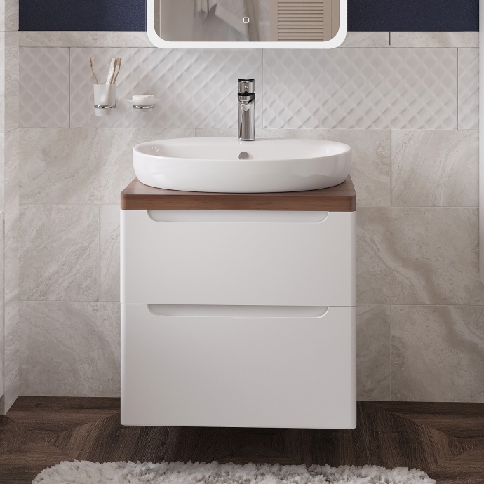 Тумба с раковиной STWORKI Берген 80 белая с темной столешницей, DIWO Самара 0116 567192 - 0