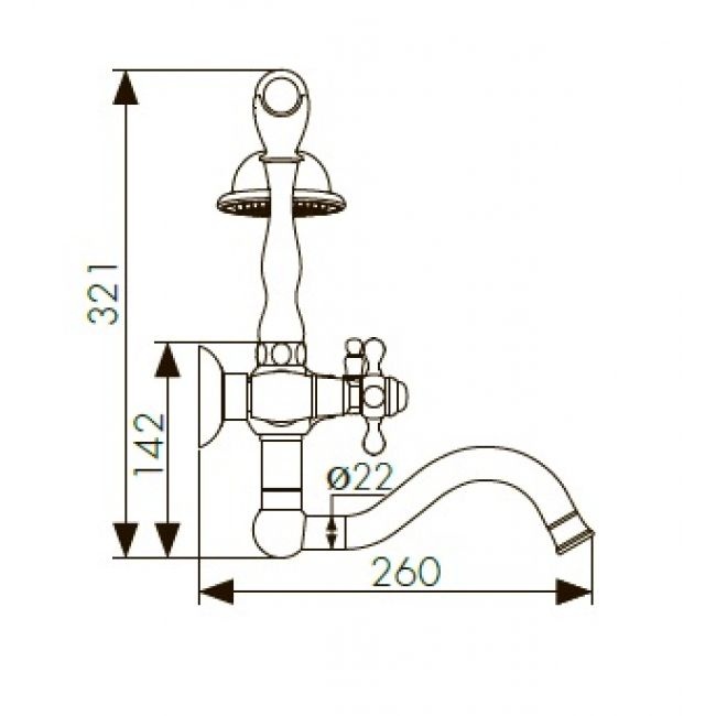 Смеситель Kaiser Carlson Style 44422-1 для ванны с душем - 1