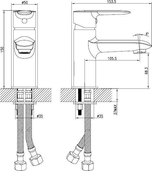 Смеситель для умывальника,Cuba, IDDIS, CUBSB00i01 - 6