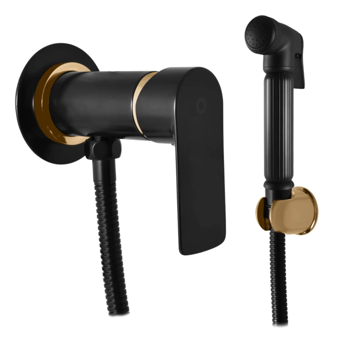 Гигиенический душ Rav Slezak Vltava со смесителем черный матовый - золото VT447/1CMATZ - 0