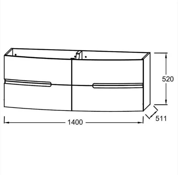 EB1891RU-G98 Nona  Мебель с интегрированными ручками, глянцевый темно-синий, 140 см, 4 ящика - 1