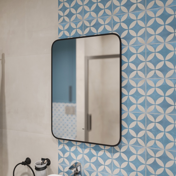 Зеркало DIWO Кострома 50 черное, с подсветкой, прямоугольное, настенное ЗЛП1750 - 1