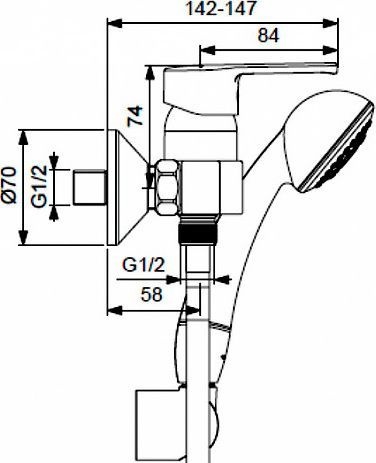 Смеситель для душа Vidima Uno хром  BA237AA - 1