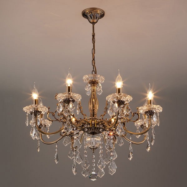 Подвесная люстра Eurosvet Elisha 3281/8 античная бронза/прозрачный хрусталь Strotskis - 1
