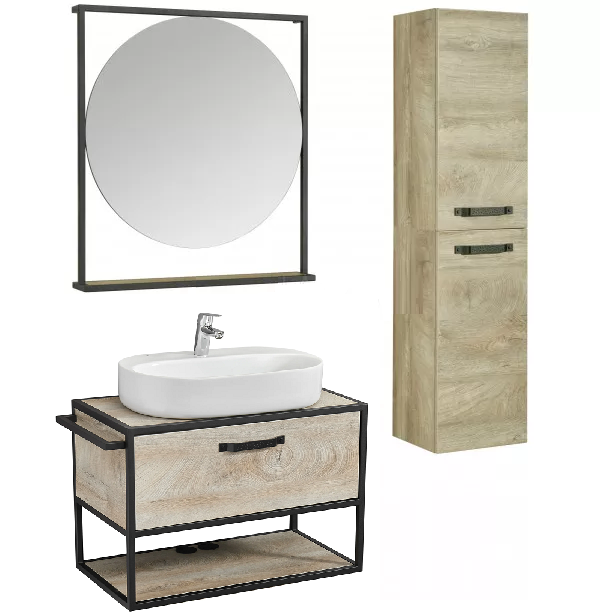 Комплект мебели Aquaton Лофт Фабрик 80 с раковиной Одри 62 светлое дерево  - 0