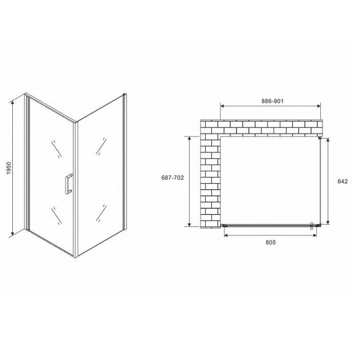 Душевой уголок Abber Sonnenstrand 90х70 хром стекло матовое AG04090M-S70M - 1