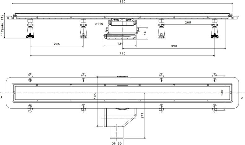 Душевой лоток Pestan Confluo Premium Line 850 белое стекло/сталь 13000285 - 6