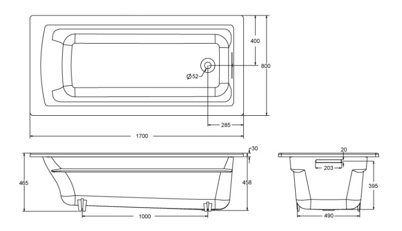 E6D904-0 Archer Ванна 170x80, белая - 3