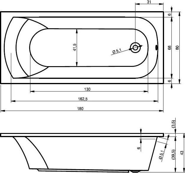 Акриловая ванна Riho Miami 180x80 B061001005 - 1