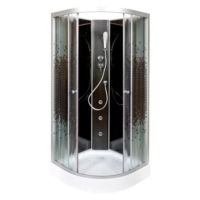 Душевая кабина Deto L 90х90 с гидромассажем, без крыши, черный  L809NGMBLACK - 1