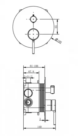 Смеситель для душа встраиваемый Excellent Pi хром AREX.1247CR - 1