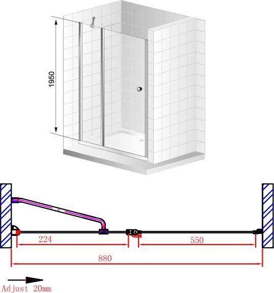 Душевая дверь в нишу Cezares Elena W B12 90 C Cr ELENA-W-B-12-90-C-Cr - 6