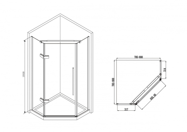 Душевой уголок Abber Ewiges Wasser 80х80 хром  AG05080M - 2