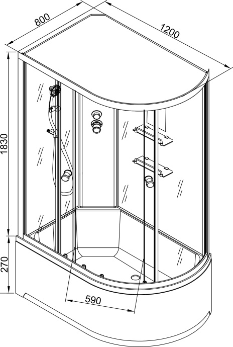 Душевая кабина Deto ЕМ 120х80  EM2712LNGM - 9