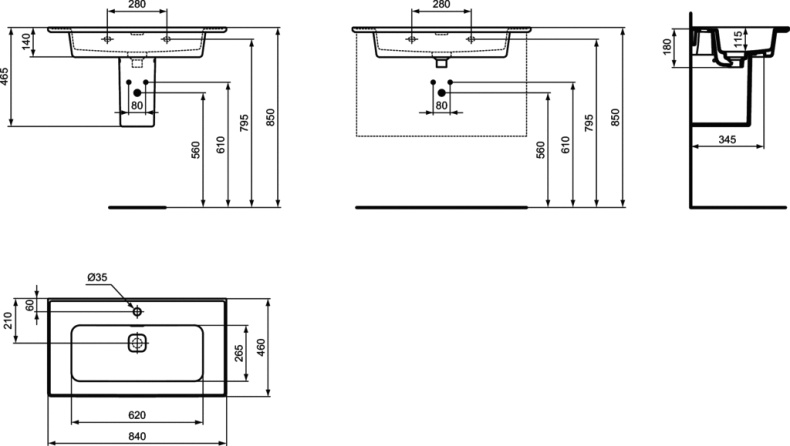 Раковина мебельная Ideal Standard STRADA II 84 белый T300301 - 9