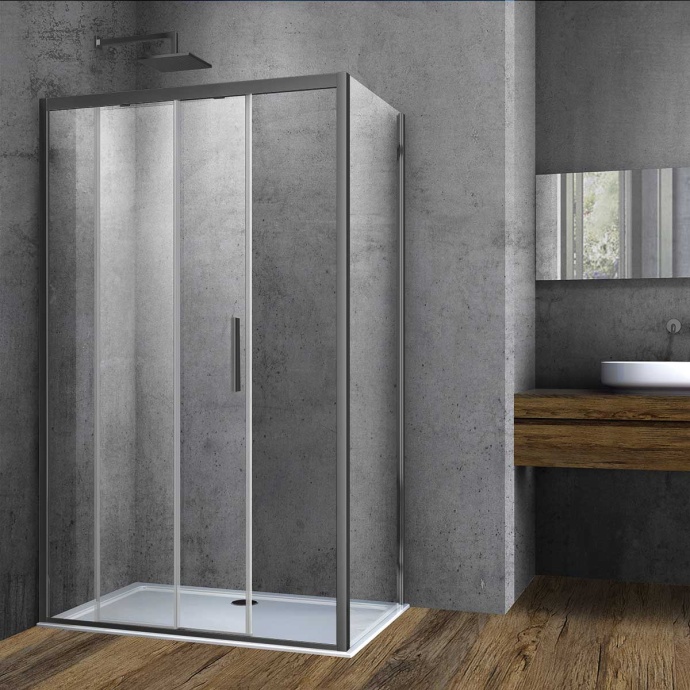 Душевой уголок Vincea Soft 110х90 профиль темный хром стекло прозрачное VSR-3SO9011CLGM - 0