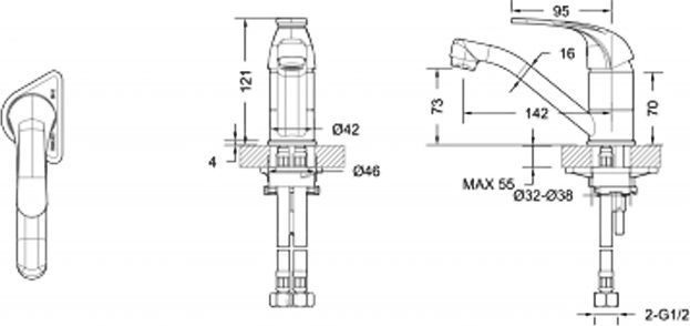 Смеситель Bravat Fit F1233188CP-RUS для раковины - 1