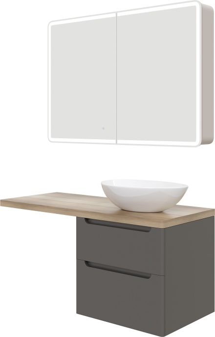 Мебель для ванной STWORKI Берген 60 серая со светлой столешницей 122, раковина Moduo 55 Leaf, L 549753 - 5