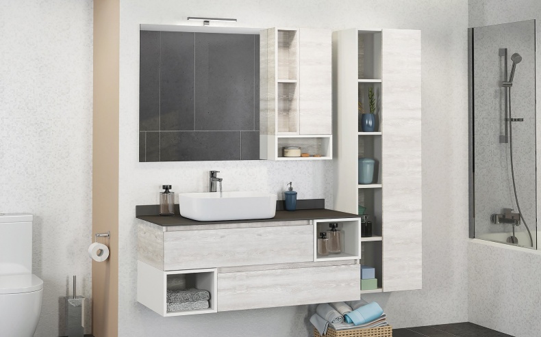 Зеркало-шкаф Comforty Прага 120 дуб белый 00004136262 - 1