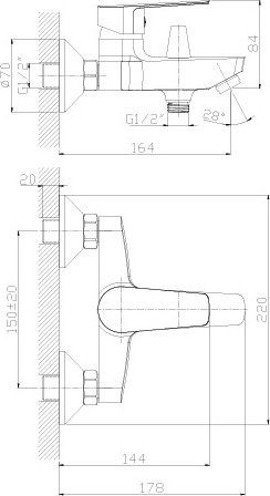 Смеситель для ванны Rossinka  хром  S35-31 - 1