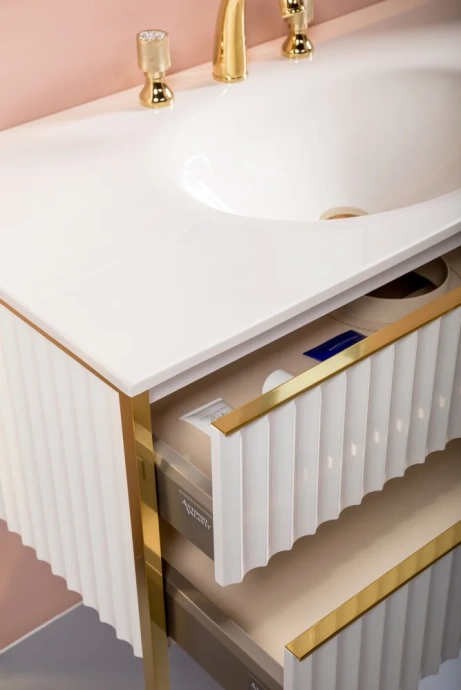 Тумба под раковину моноблок Boheme Armadi Art Monaco 100 белый глянец - золото 866-100-WG - 4