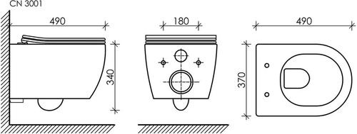 Комплект подвесного унитаза с инсталляцией Ceramica Nova Play с белой матовой кнопкой CN3001_1002W_1000 - 5
