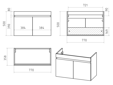 Тумба под раковину Misty Ронда 80 белая глянцевая П-Рон-01080-0521 - 3