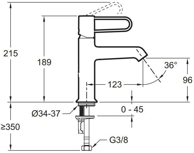 E21029-BL-BL ODEON RIVE GAUCHE смеситель для раковины, без донного клапана корпус черный, ручка черная - 1
