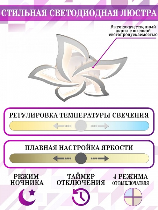 Потолочная люстра Natali Kovaltseva Smart home LED LAMPS 81212 - 3