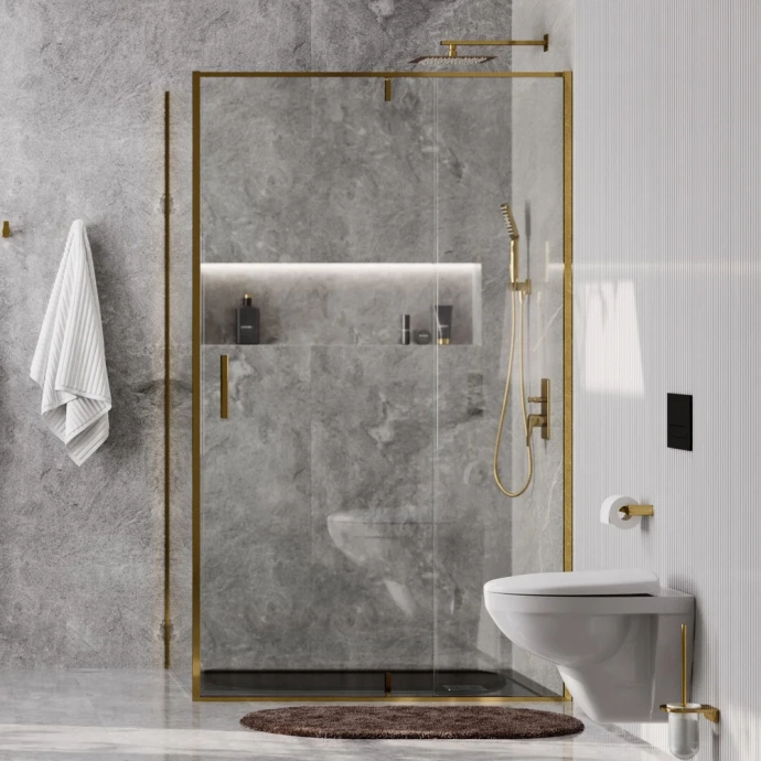 Душевой уголок WasserKRAFT Aisch 120x80 профиль золото стекло прозрачное 55P06 - 2