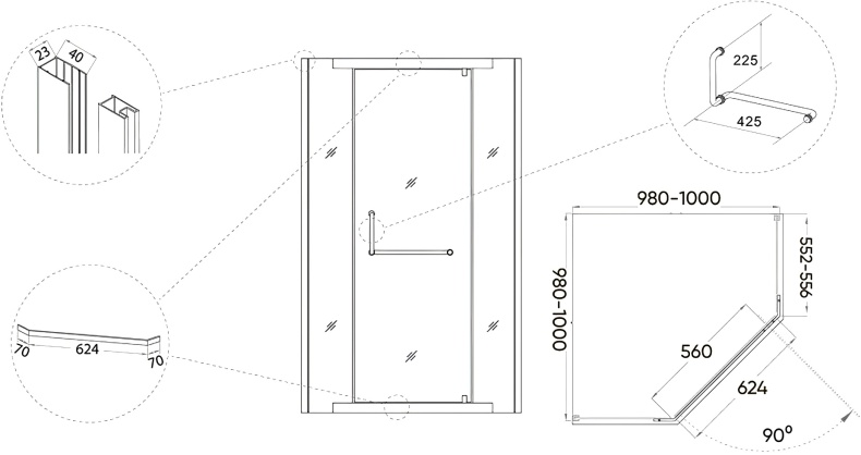 Душевой уголок Veconi Rovigo 100х100, хром  RV36-100-01-C5 - 2