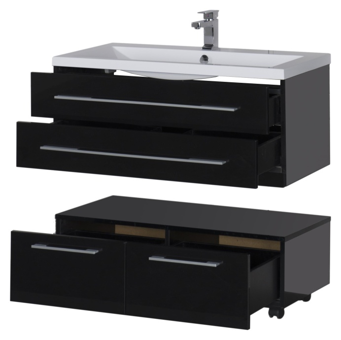 Тумба Aquanet Нота 100 подкатная, черная 170734 - 9