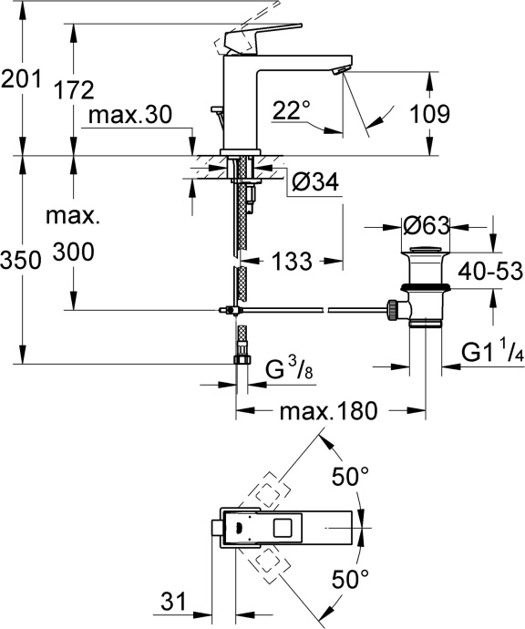 Смеситель Grohe Eurocube 23445000 для раковины - 5